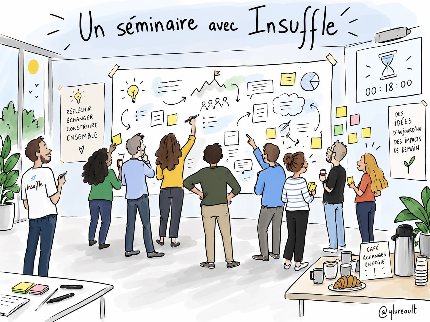 Sketchnote dessiné à la main : un séminaire avec Insuffle